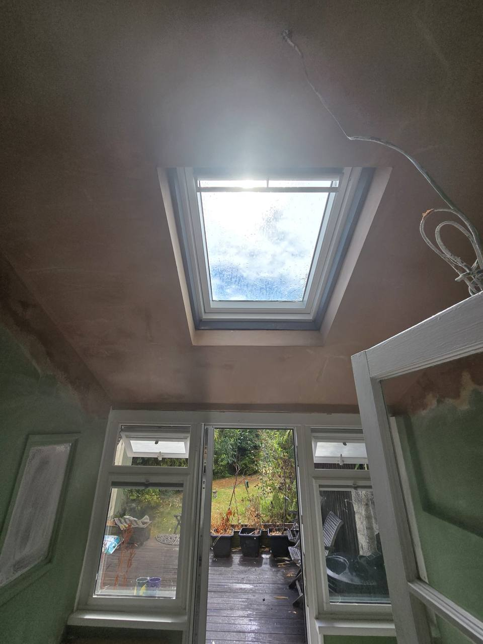 Rooflight room after ceiling plastering